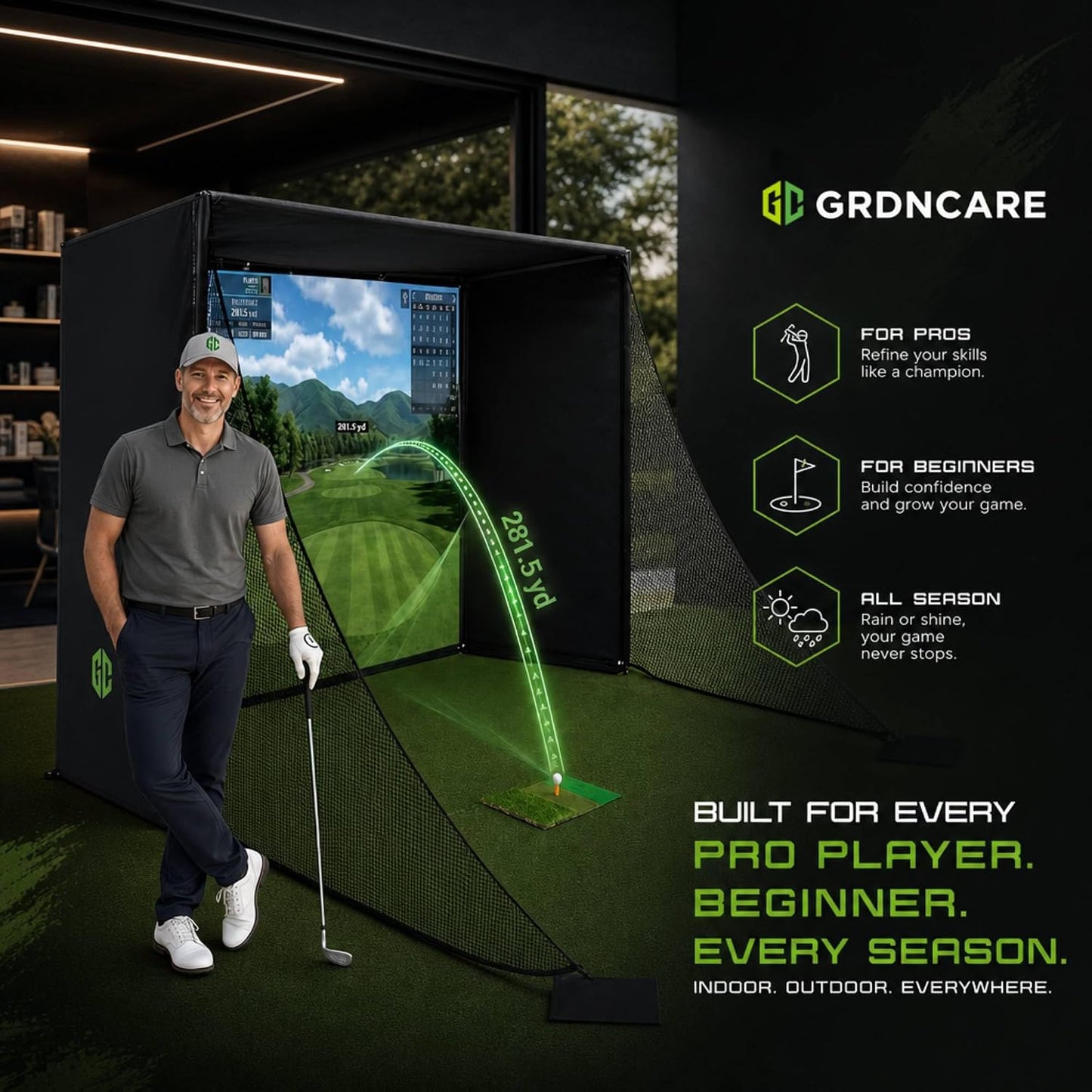 Golf Simulator Enclosure 10.7X8X5Ft & 8.5X8.5X5Ft Golf Simulators for Home