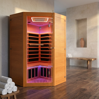 Multifunctional 2-3 Person Infrared Sauna for Home, 2180W Indoor Sauna with 7-Color LED Ambient Light, Red Light Feature, Oxygen Bar, Dual Bluetooth Speakers, 360° Surround Heating — Studio Shot