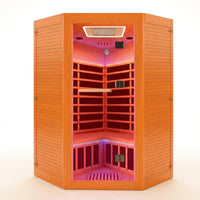 Multifunctional 2-3 Person Infrared Sauna for Home, 2180W Indoor Sauna with 7-Color LED Ambient Light, Red Light Feature, Oxygen Bar, Dual Bluetooth Speakers, 360° Surround Heating — Studio Shot